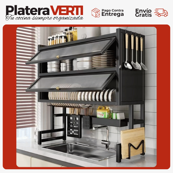 Platera VERTI — Organizador y Escurridor con Doble Vitrina 🔥 Últimas Unidades 🔥