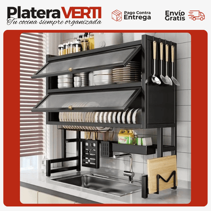 Platera VERTI — Organizador y Escurridor con Doble Vitrina 🔥 Últimas Unidades 🔥
