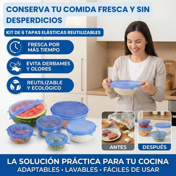 Kit de Tapas Elásticas Reutilizables 🔥 Pocas unidades disponibles 🔥
