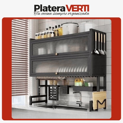 Platera VERTI — Organizador y Escurridor con Doble Vitrina 🔥 Últimas Unidades 🔥