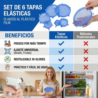 Kit de Tapas Elásticas Reutilizables 🔥 Pocas unidades disponibles 🔥
