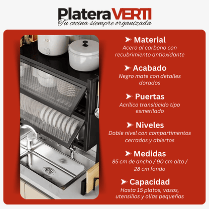 Platera VERTI — Organizador y Escurridor con Doble Vitrina 🔥 Últimas Unidades 🔥