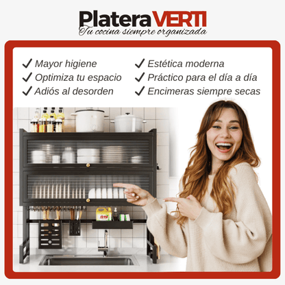Platera VERTI — Organizador y Escurridor con Doble Vitrina 🔥 Últimas Unidades 🔥